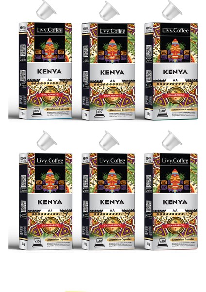 Alüminyum Nespresso® Uyumlu Kapsül Kahve Kenya 60 Kapsül