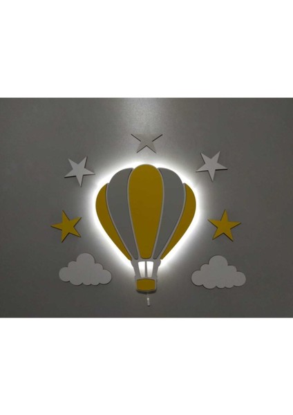 Çocuk Odası Dekoratif Ahşap Balon Gece Lambası Ledli Aydınlatma Seti