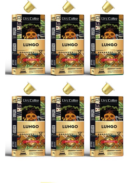 Alüminyum Nespresso® Uyumlu Kapsül Kahve Lungo 60 Kapsül