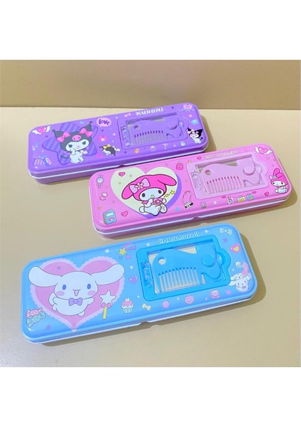 Kawaii Sanrio Kuromi Cinnamoroll Pom Pom Purin My Melody Metal Kalemlik Kalem Kutusu
