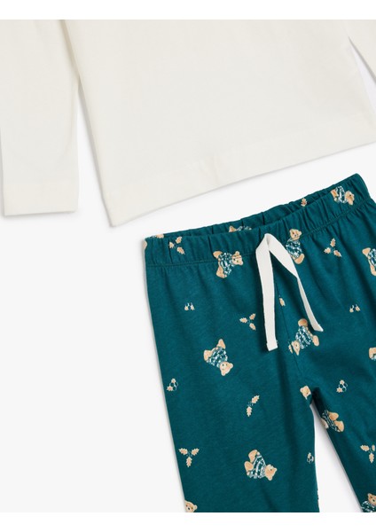 Ayıcık Desenli Uzun Kollu Pamuklu Pijama Takımı modelleri