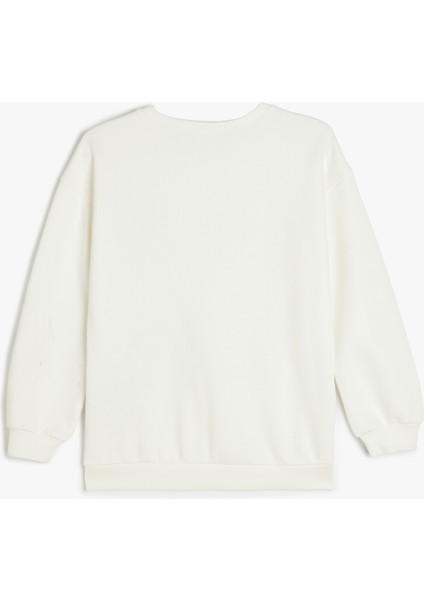 Anime Baskılı Bisiklet Yaka Pamuklu Uzun Kollu Sweatshirt fiyatları