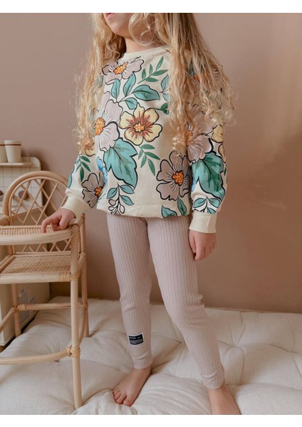 Yigit Butik Çiçek Baskılı Taytlı Kız Çocuk Takım