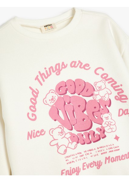 Slogan Baskılı Bisiklet Yaka Uzun Kollu Sweatshirt modelleri