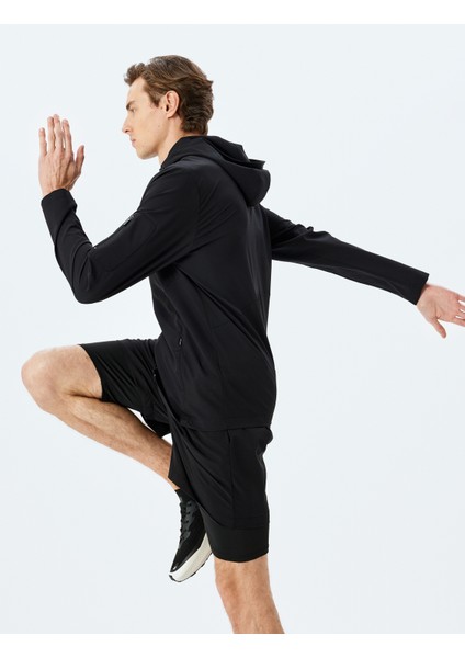 Fermuarlı Paraşüt Kumaş Kapşonlu Spor Ceket