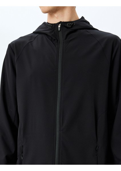 Fermuarlı Paraşüt Kumaş Kapşonlu Spor Ceket indirimleri