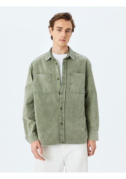 Düğmeli Pamuklu Uzun Kollu Gömlek Ceket modelleri