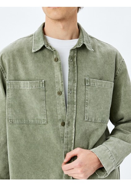 Düğmeli Pamuklu Uzun Kollu Gömlek Ceket indirimleri