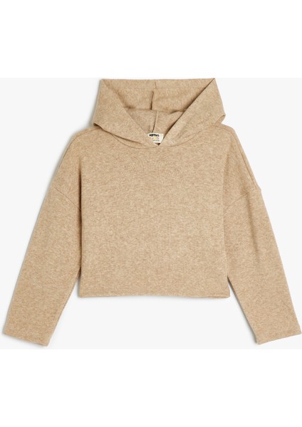 Viskon Karışımlı Kapşonlu Uzun Kollu Sweatshirt