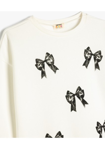 Fiyonk Desenli Uzun Kollu Bisiklet Yaka Sweatshirt modelleri