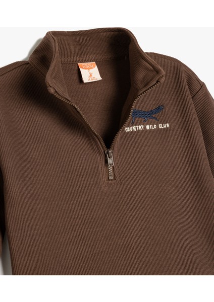 Yarım Fermuarlı Polo Yaka Uzun Kollu Pamuklu Sweatshirt modelleri