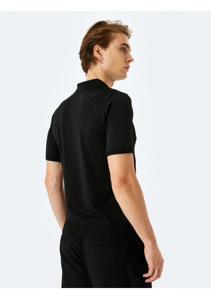 Slim Fit Polo Yaka Kısa Kollu Triko Kazak fırsatları