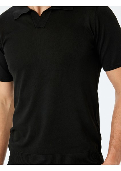 Slim Fit Polo Yaka Kısa Kollu Triko Kazak indirimleri