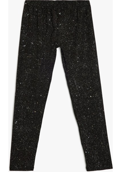 Sim Detaylı Beli Lastikli Pamuklu Tayt