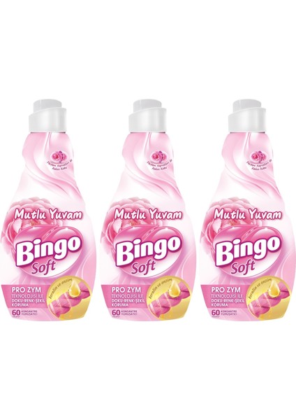 Soft Çamaşır Yumuşatıcı Konsantre 1440 ml Mutlu Yuvam 3'lü Set