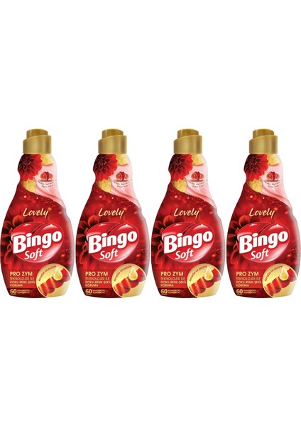Soft Çamaşır Yumuşatıcı Konsantre 1440 ml Lovely 4'lü Set