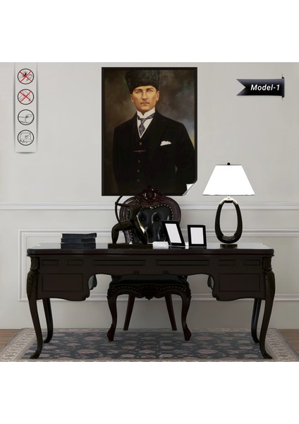 Statik Tutunma Özellikli Tablo - Poster Atatürk (Model- 1) 88 cm x 118 cm 11