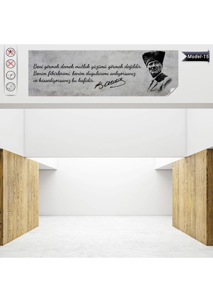 Statik Tutunma Özellikli Tablo - Poster Atatürk (Model- 15) 30 cm x 100 cm 11