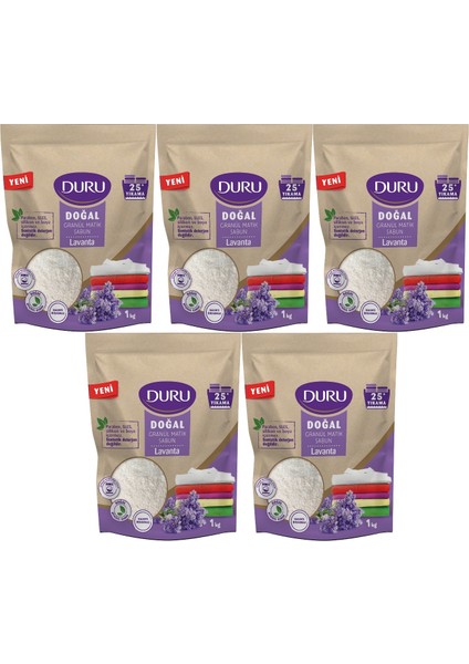 Doğal Granül Matik Sabun Tozu Lavanta 5 kg 5 paket