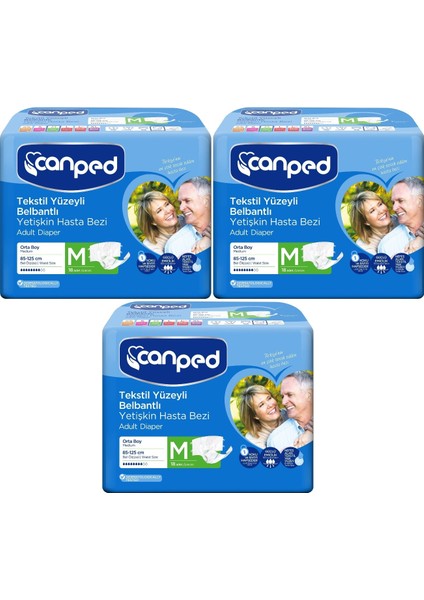 Hasta Bezi Yetişkin Bel Bantlı Tekstil Yüzey M-Orta Boy 54 (3pk*18)