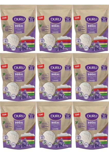 Doğal Granül Matik Sabun Tozu Lavanta 9 kg 9 paket