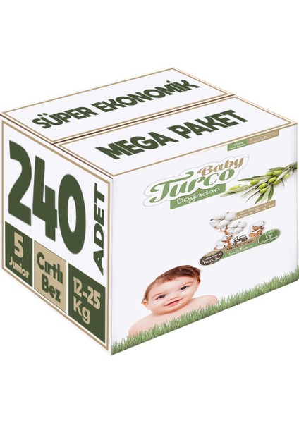 Bebek Bezi Doğadan Beden:5 (12-25 kg) Junior 240 Adet