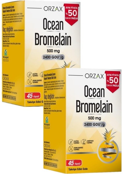 Ocean Bromelain 500 Mg 45 Kapsül x 2 Adet