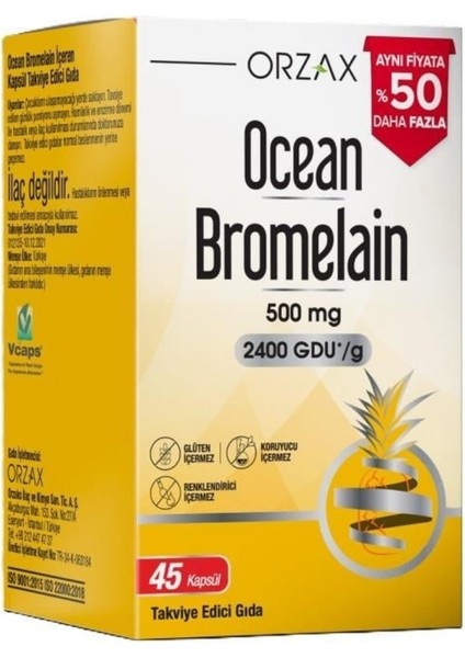 Ocean Bromelain 500 Mg 45 Kapsül x 2 Adet fiyatları