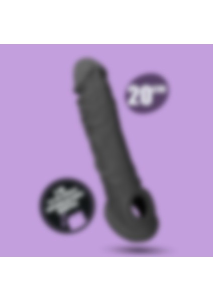 Gerçek Ten Dokusunda Zenci 4 cm Uzatmalı Penis Kılıfı Testise Geçen Dolgulu Uzatan Prezervatif Kılıf