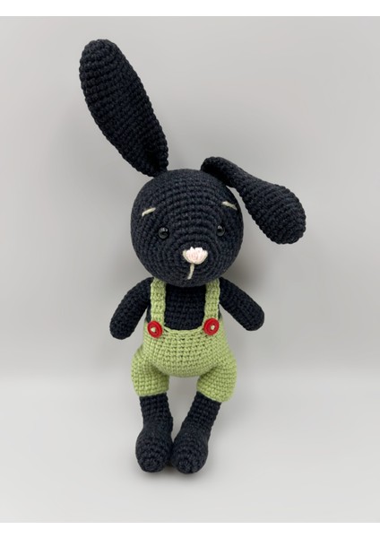 Amigurumi El Örgüsü Siyah Tavşan Oyuncak