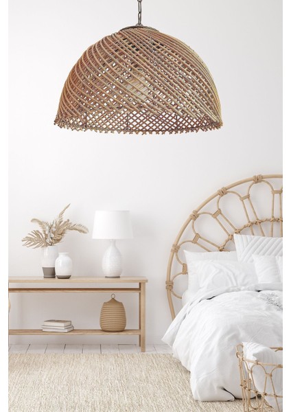 Rattan, Bambu, Hasır Sarkıt Avize Metal Zincirli Eskitme Tesisatlı 40 cm indirimleri
