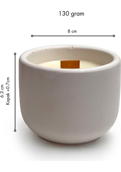 Cinnamon Frost 130G Soya Mumu -El Yapımı Beyaz Beton Kapta