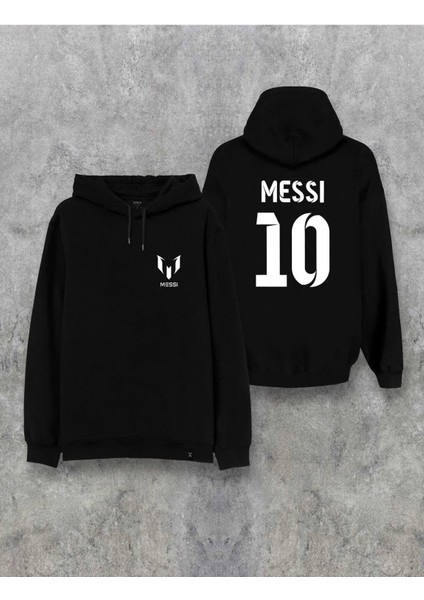 Messi 10 Forma Ön Arka Özel Tasarım Baskılı Kapşonlu Unisex Sweatshirt Hoodie