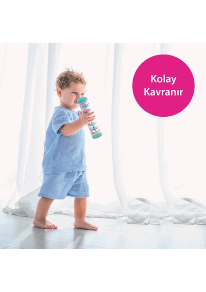 Yağmur Sesi Duyusal Çıngırak ve Tummy Time Oyuncağım, Ilk Müzik Aletim, Emekleme ve Yürüme Arkadaşım, Turkuaz 48028TK