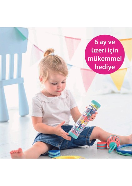 Yağmur Sesi Duyusal Çıngırak ve Tummy Time Oyuncağım, Ilk Müzik Aletim, Emekleme ve Yürüme Arkadaşım, Turkuaz 48028TK