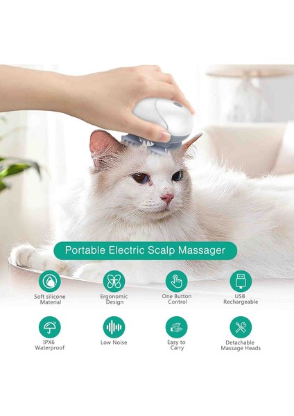 Kablosuz Kafa Masaj Aleti Taşınabilir Evcil Hayvan Kafa Derisi Tüm Vücut Masaj Aleti indirimleri