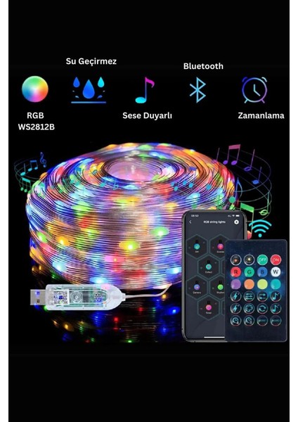 Sese Duyarlı Telefon ve Kumanda Kontrollü Magic LED - Su Geçirmez- Yeni Nesil