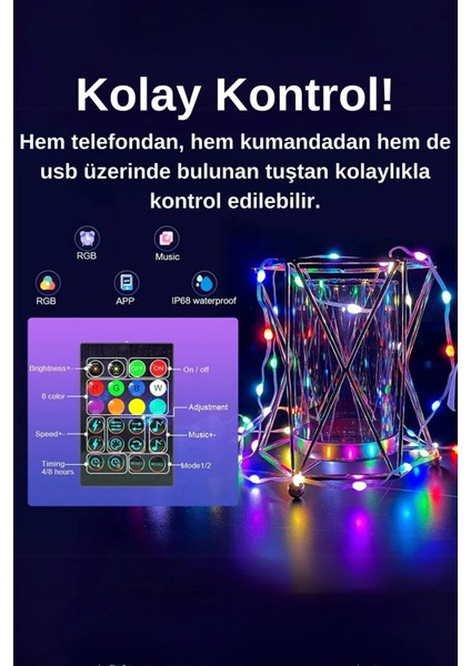 Sese Duyarlı Telefon ve Kumanda Kontrollü Magic LED - Su Geçirmez- Yeni Nesil