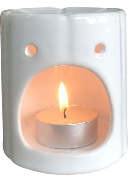 Seramik Beyaz Çiçek Model Buhurdanlık