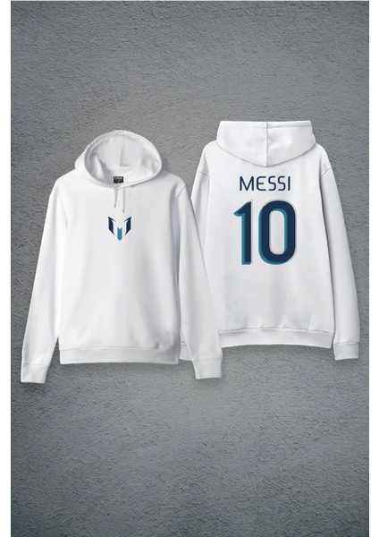 Lionel Messi 10 Forma Ön Arka Özel Tasarım Baskılı Kapşonlu Unisex Sweatshirt Hoodie