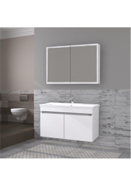 Söke Matt White 100 cm Banyo Dolabı