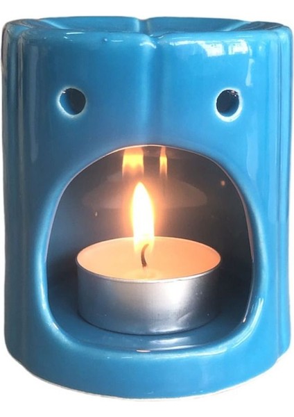 Seramik Mavi Çiçek Model Buhurdanlık