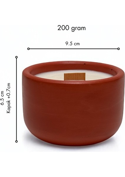 Pine Haven 200G Soya Mumu -El Yapımı Kiremit Kırmızısı Beton Kapta