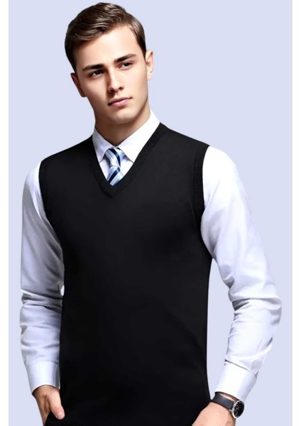 Erkek V Yaka Triko Tüylenmez Süveter Erkek Slim Fit Süveter fiyatları