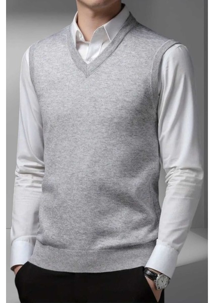 Erkek V Yaka Triko Tüylenmez Süveter Erkek Slim Fit Süveter fiyatları