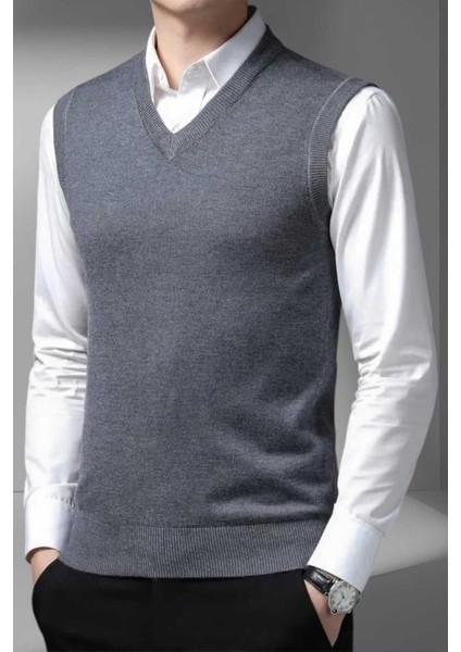 Erkek V Yaka Triko Tüylenmez Süveter Erkek Slim Fit Süveter fiyatları