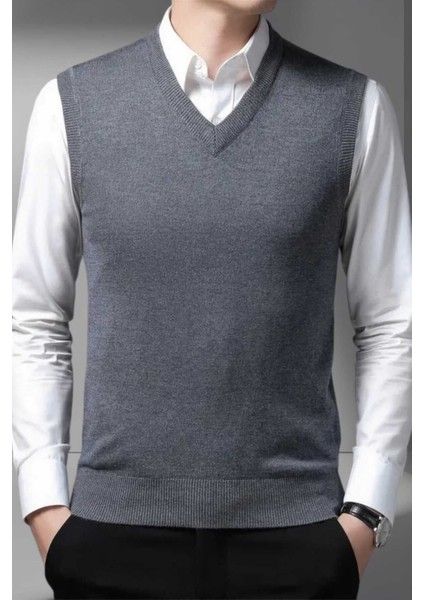 Erkek V Yaka Triko Tüylenmez Süveter Erkek Slim Fit Süveter modelleri