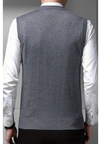 Erkek V Yaka Triko Tüylenmez Süveter Erkek Slim Fit Süveter indirimleri