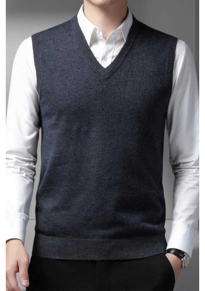 Erkek V Yaka Triko Tüylenmez Süveter Erkek Slim Fit Süveter modelleri