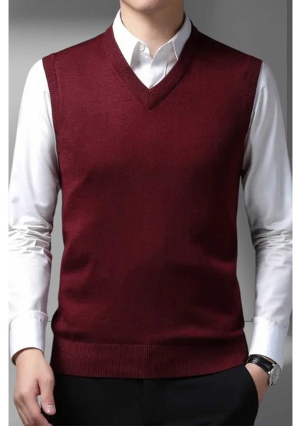 Erkek V Yaka Triko Tüylenmez Süveter Erkek Slim Fit Süveter fırsatları